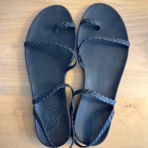 Ancient Greek Sandals Black Jelly Braided Sandals